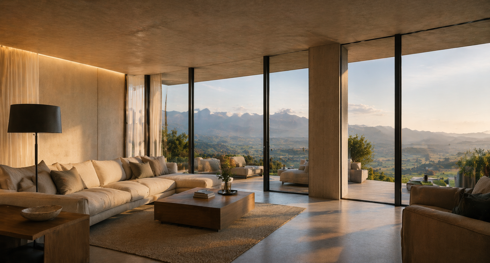 Luxury interior with panoramic view
